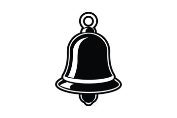 Elegant Bell Illustration with Detailed Outline and Silhouette Style Perfect for Holiday Greetings and Festive Designs Isolated on White Background silhouette