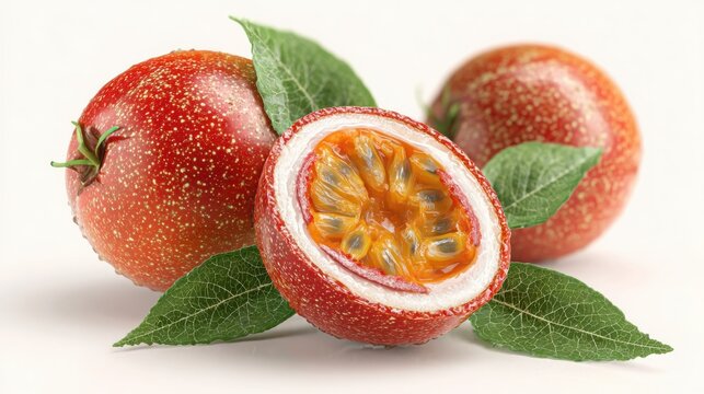 Red passionfruit on white