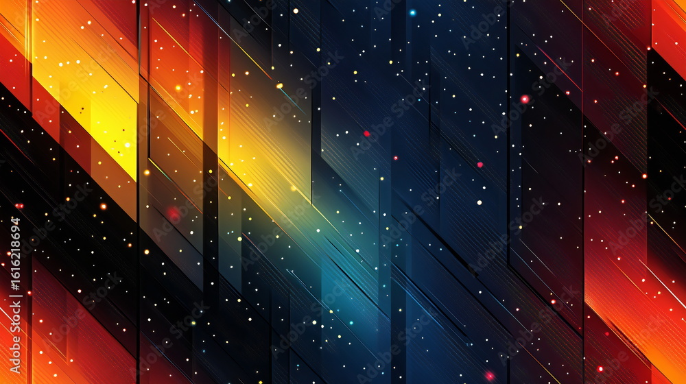 Aufkleber streaks of vibrant colors blending in a cosmic background create an abstract digital artwork in a mo