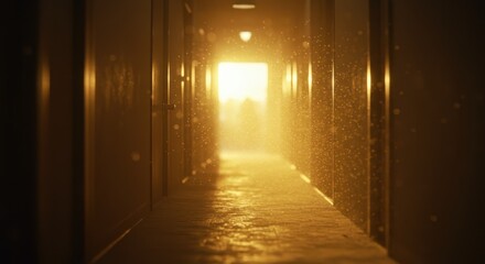 Bright light at the end of a dark hallway