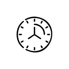 Simple line drawing a clock face with hands on time watch
