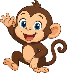 Obraz premium Monkey Waving and Smiling.