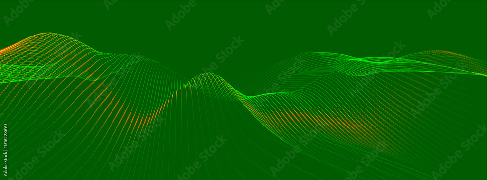 Poster futuristic dot wave. abstract digital particle wave. technology background. colored musical wave. da