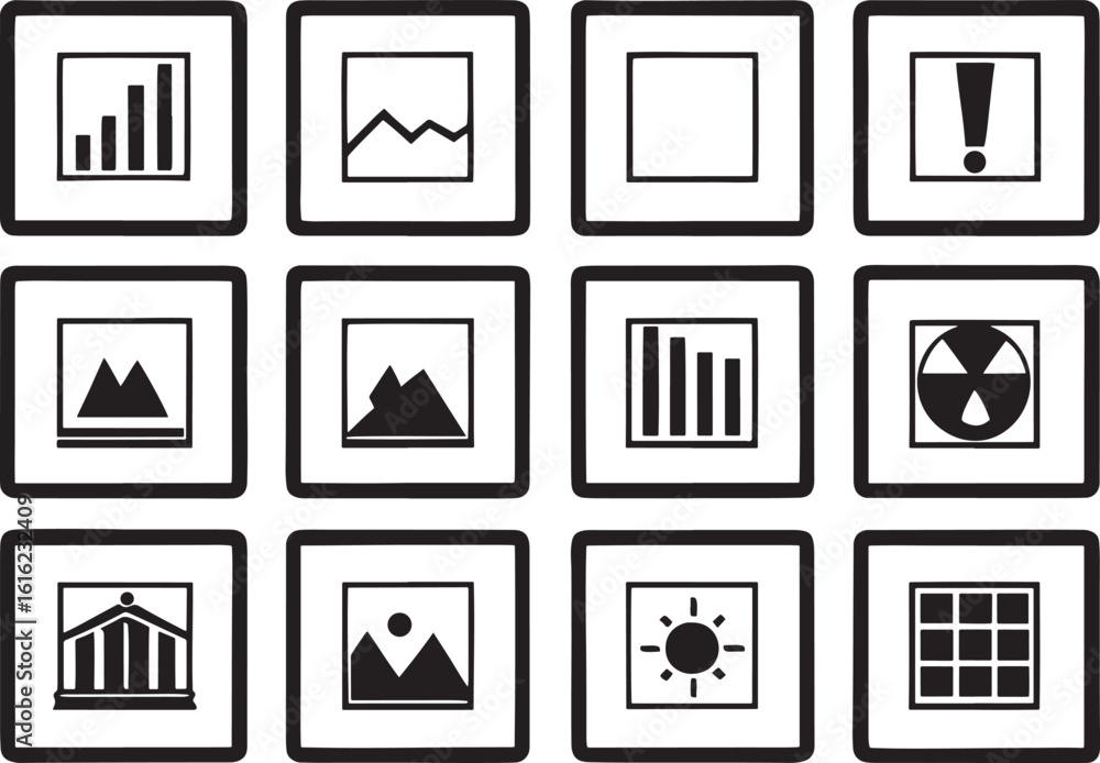 Poster abstract geometric shapes and lines forming a dynamic composition with a distinct silhouette style s