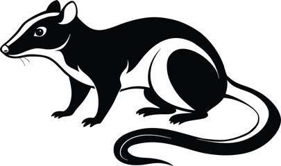 Rat silhouette drawing, rodent line art, small animal vector, minimal wildlife icon, pest illustration design