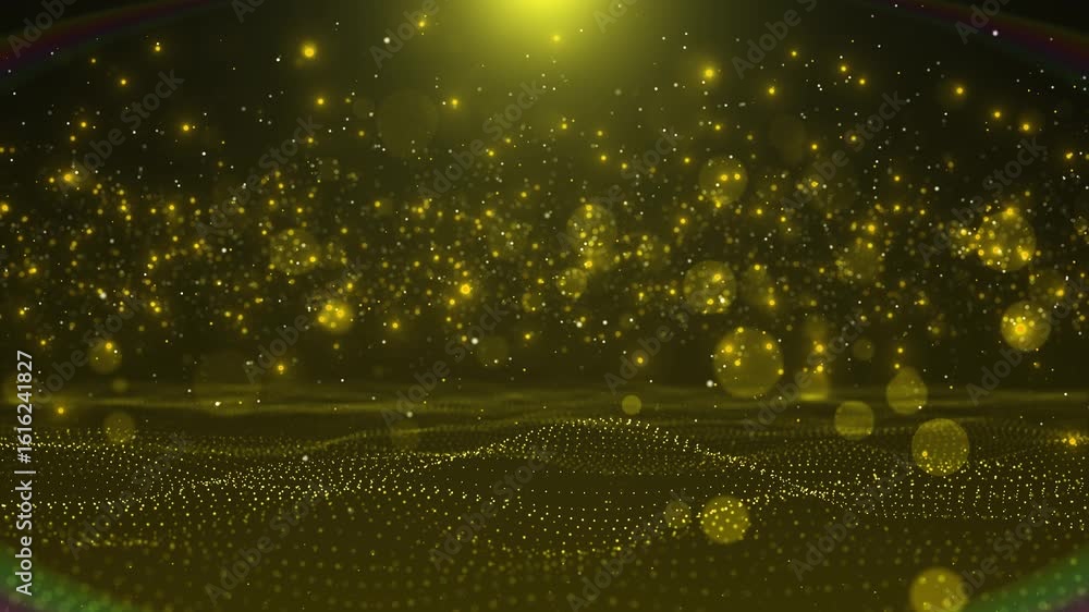 Poster frame of glowing yellow lines background. frame shining effects on black copy space. empty glowing g