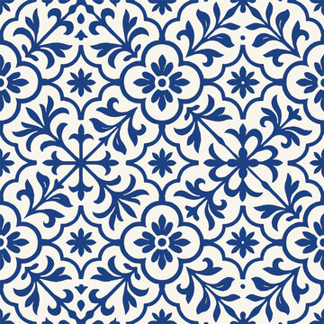 Vintage seamless floral pattern with ornate beige damask leaves for fabric and textile design backdrop