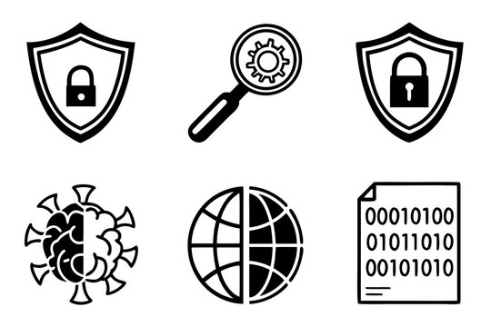 Cybersecurity and Digital Protection Icons Set.