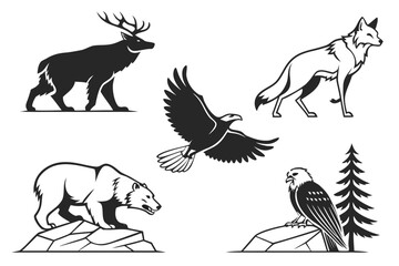 Majestic Wildlife Collection Deer Wolf Bear and Eagles.