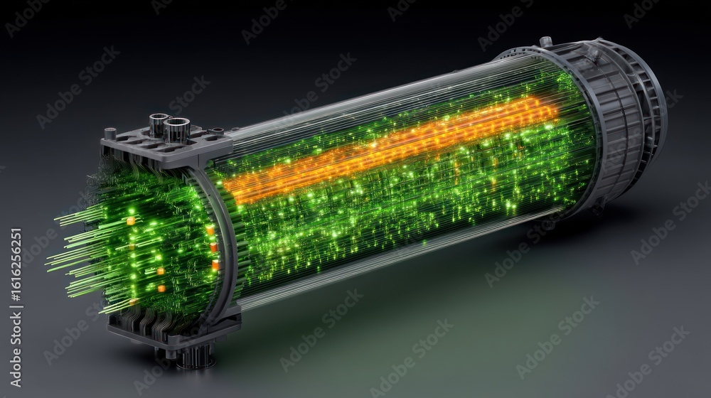 Poster futuristic quantum computer core: a 3d render of a high-tech device