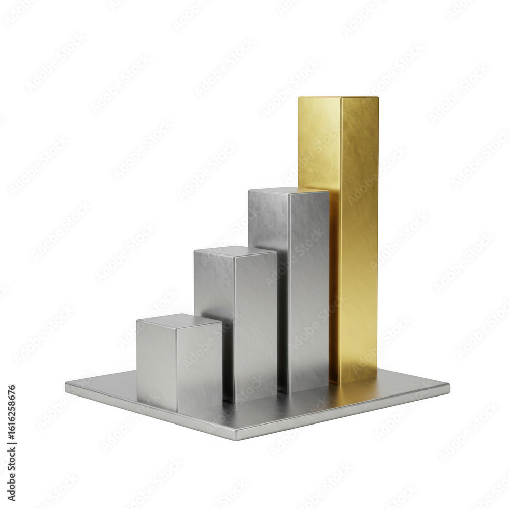 Poster 3d bar chart isolated on transparent background