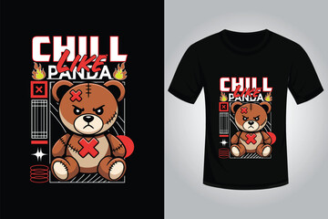Panda streetwear T shirt design 