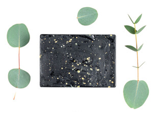 Artisan charcoal soap bar with eucalyptus, a natural skincare essential for a refreshing and clean beauty routine