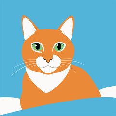 Ginger Cat Lying Comfortably on Bed with Portrait View