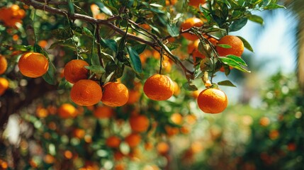 Close up of orange fruits on trees in the garden