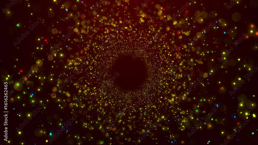 Poster 4k 3d explosion of golden bokeh lights. holiday motion background.. intro animation award shining st