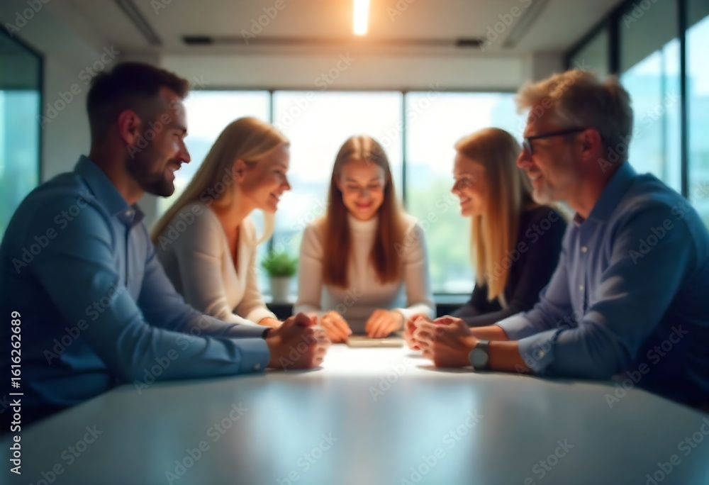 Poster generative ai a group of professionals collaborating around a conference table in a bright and