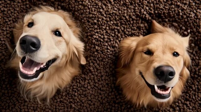 Happy Golden Retrievers in Small Circular Frame