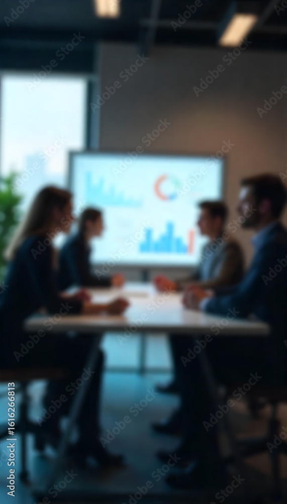 Poster generative ai visualizing data insights a collaborative meeting focused on business growth and