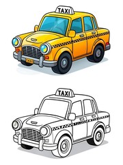 Obraz premium Vintage Yellow Taxi Cab Illustration