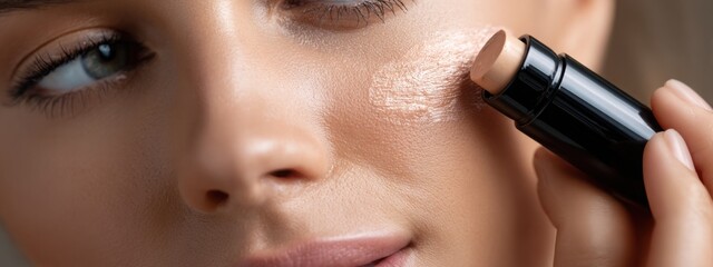 Partial face view with creamy foundation application