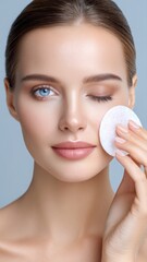 Makeup removal revealing clean skin texture