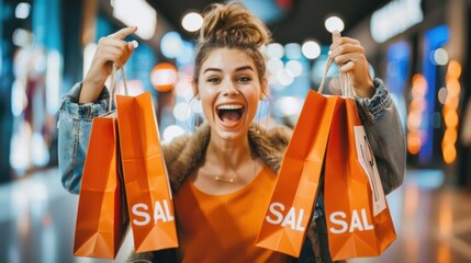 Woman with shopping bags in a mall