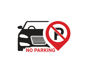 No Parking Zone: Red and Black Car Icon Graphic Vector