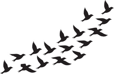 premium vector illustration of migratory birds in motion elegant formation flying over open sky seamless background icon