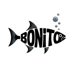 Bonito fish illustration with playful bubbles for marine-themed decor or design projects