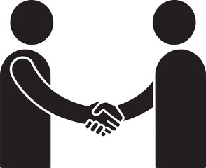 Minimalist Handshake Icon Between Two People Silhouette