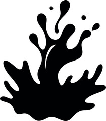 Seaweed-Inspired Splash Vector in Black Silhouette Form