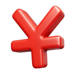 Obraz premium 3d red yen symbol isolated on transparent background