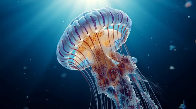 Jellyfish with Natural Skin Texture - Underwater Marine Life Video