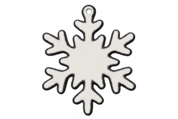 Delicate white snowflake ornament hanging against transparent background, complementing seasonal winter decor