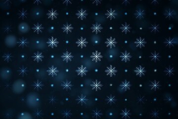 A mesmerizing pattern of stylized snowflakes and bokeh dots creates a festive and elegant winter background with a cool and tranquil atmosphere.