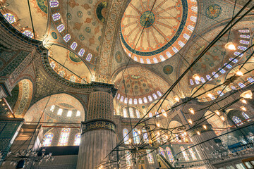 Interior of the Sultanahmet Mosque (Blue Mosque) in Istanbul, Turkey.
Majestic domes found inside...
