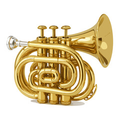 Obraz premium Gold tuba musical instrument on white background