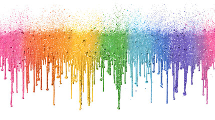 Vibrant rainbow paint splash with dripping colors abstract background