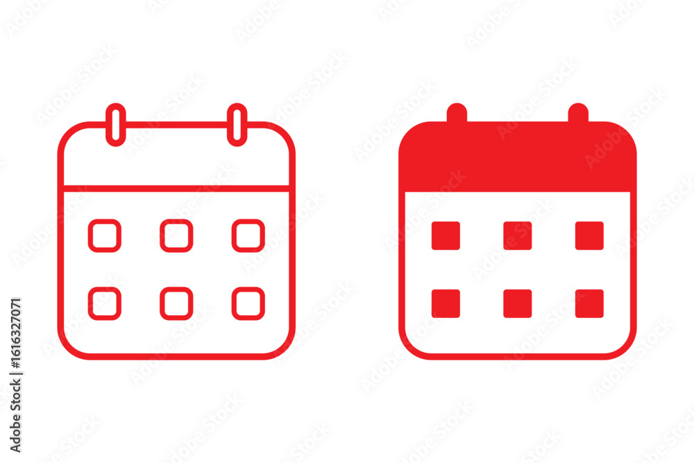 Poster calendar icon set. line and glyph calendar set. appointment schedule sign. upcoming events day calen