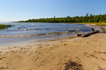 Lake Huron. The wild sandy coast of the Bruce Peninsula. Ontario, Canada