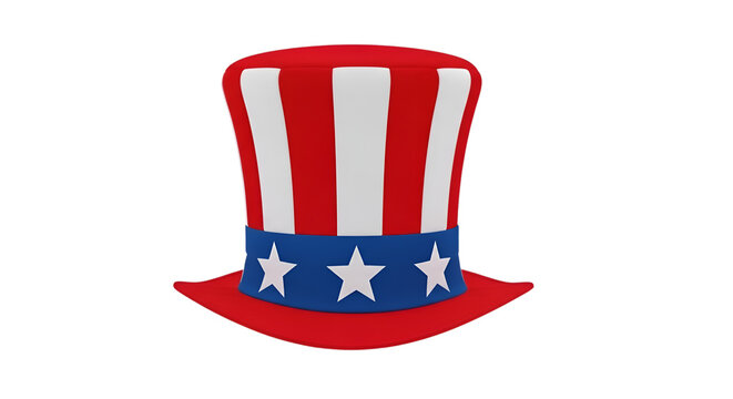 A patriotic uncle sam hat isolated on transparent background