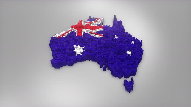 Australia country opener intro with 3d bars forming the map with Waving Flag Design which useful for news, political events, sports intros and presentation.