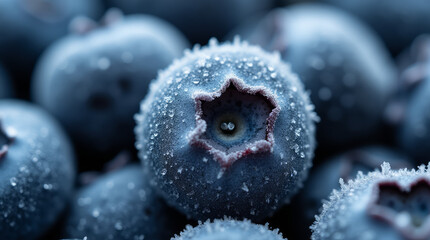 Frosted Blueberries — Extreme Close-Up Macro Shot Focusing on the Frosted Surface and Berry Texture