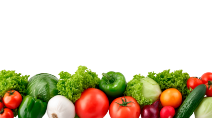 Fresh assortment of colorful vegetables on transparent background, PNG