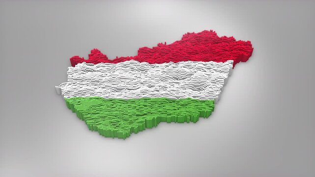 Hungary country opener intro with 3d bars forming the map with Waving Flag Design which useful for news, political events, sports intros and presentation.