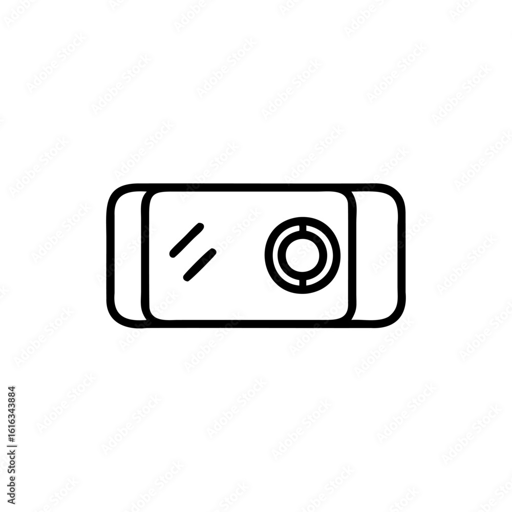 Poster outline doorbell button icon with circular button reflection symbol
