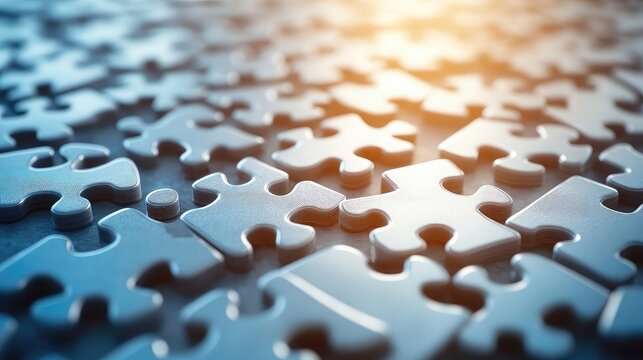 Scattered puzzle pieces with missing parts soft background and casual tone ideal for mental challenge or leisure themes