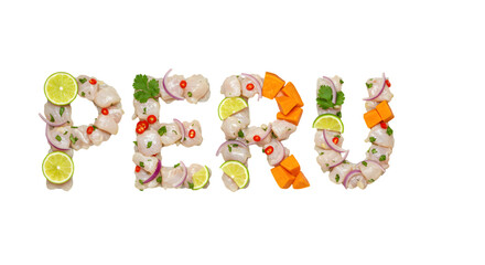 Obraz premium Peruvian Cuisine Ceviche Artfully Crafted with Sweet Potato and Lime