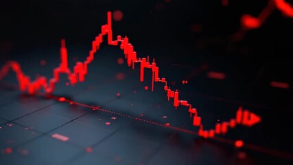Stock market graph with red indicators on dark background concept of chart   - Powered by Adobe